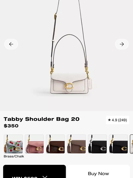 Coach Chalk Pebbled Leather Shoulder Bag with Gold 'C' Clasp - Picture 3 of 3